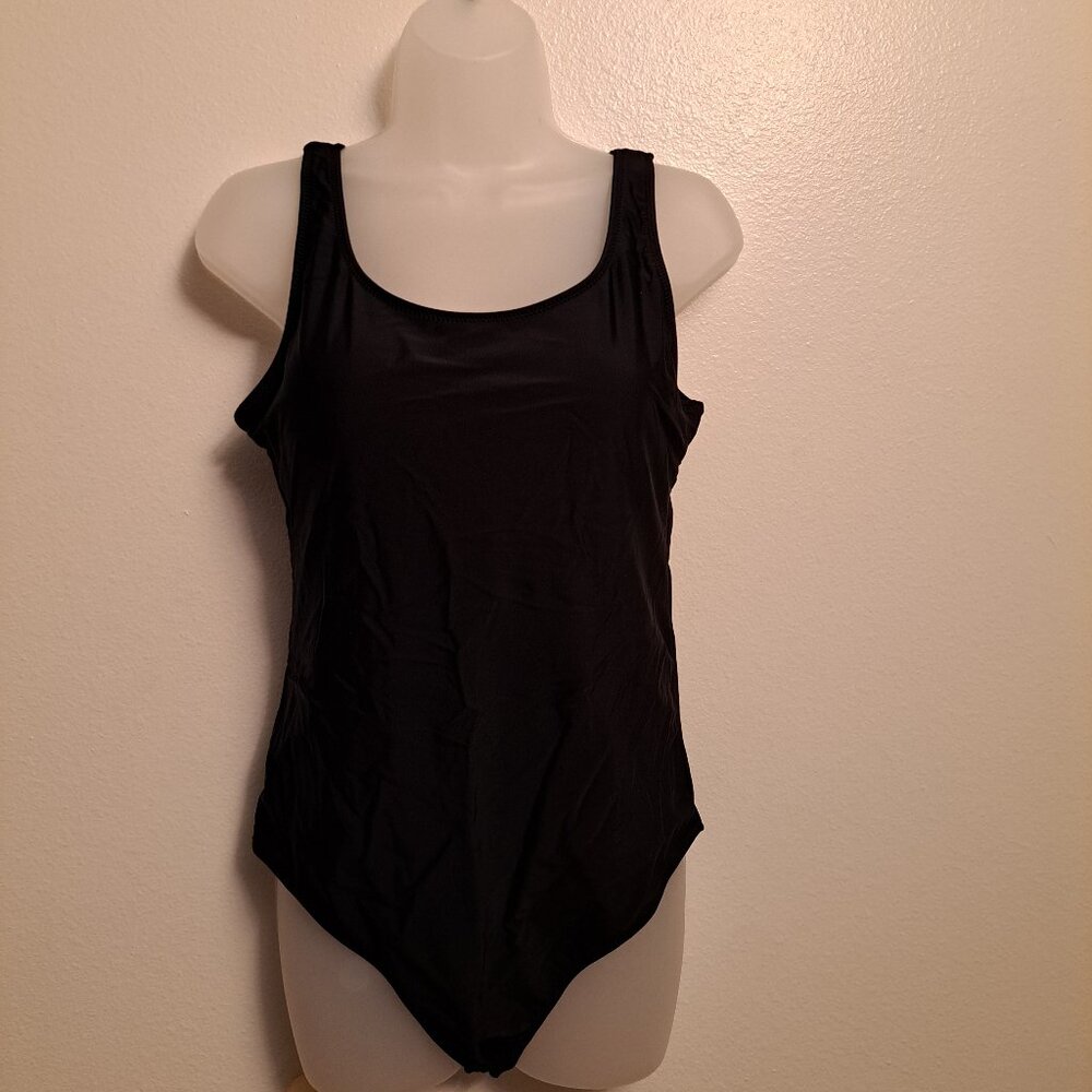 Women's Black One Piece Swimsuit With Criss-cross Back - Picture 1 of 9